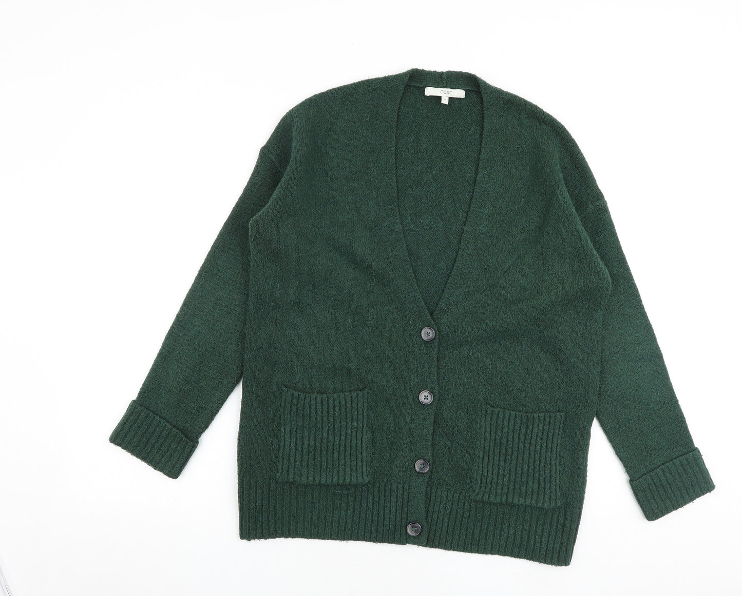 NEXT Womens Green V-Neck Acrylic Cardigan Jumper Size M