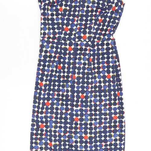 Fenn Wright Manson Womens Multicoloured Polka Dot Cotton Shift Size XS V-Neck Zip