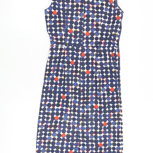 Fenn Wright Manson Womens Multicoloured Polka Dot Cotton Shift Size XS V-Neck Zip