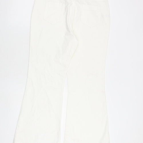 Per Una Womens White Cotton Bootcut Jeans Size 14 Regular Zip