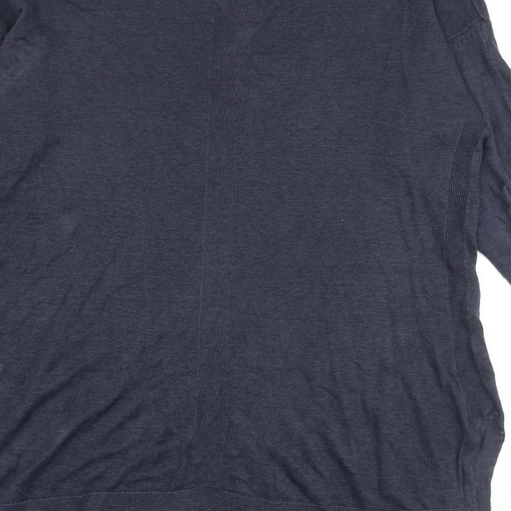White Stuff Womens Blue Boat Neck 100% Cotton Pullover Jumper Size 16 - Embellished Neckline