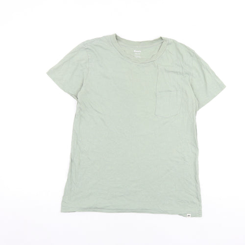 Roots Womens Green 100% Cotton Basic T-Shirt Size XS Crew Neck - Pocket Detail