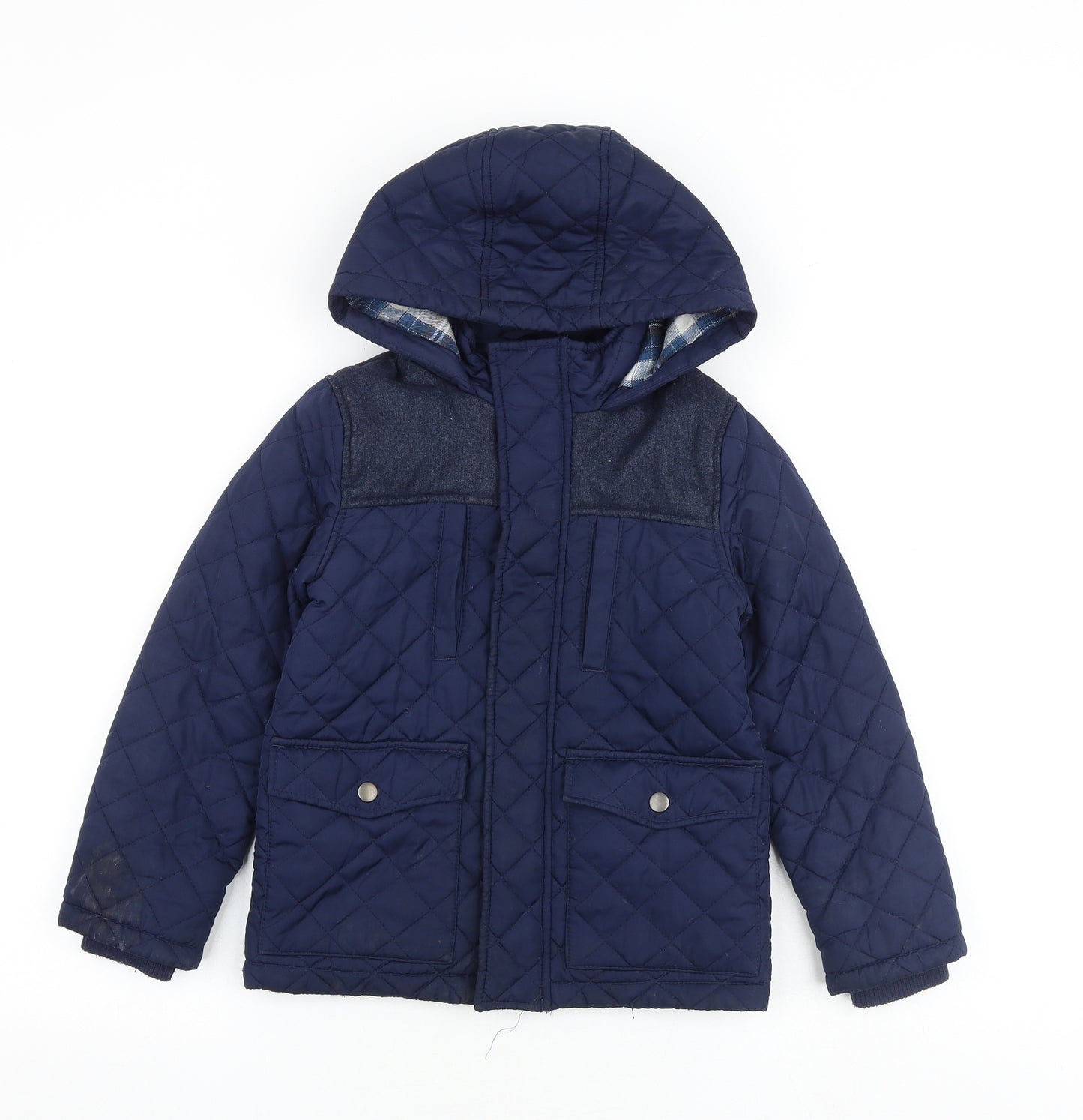 Marks and Spencer Boys Blue Quilted Coat Size 7-8 Years Zip
