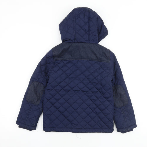 Marks and Spencer Boys Blue Quilted Coat Size 7-8 Years Zip