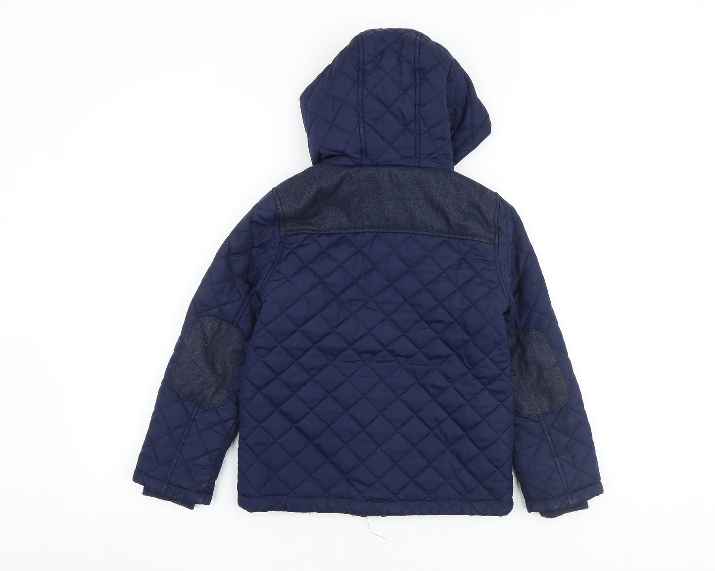 Marks and Spencer Boys Blue Quilted Coat Size 7-8 Years Zip