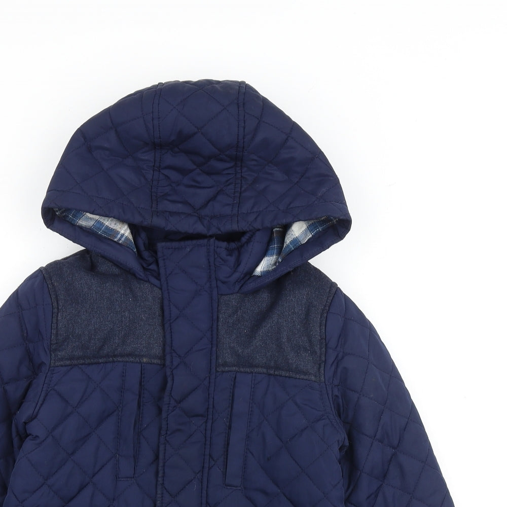 Marks and Spencer Boys Blue Quilted Coat Size 7-8 Years Zip