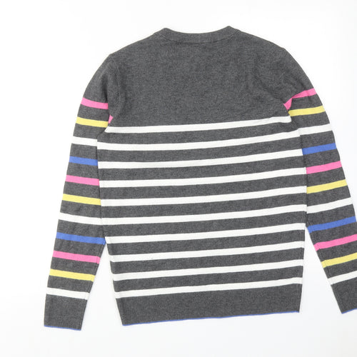 M&Co Womens Multicoloured Round Neck Striped Viscose Pullover Jumper Size 10