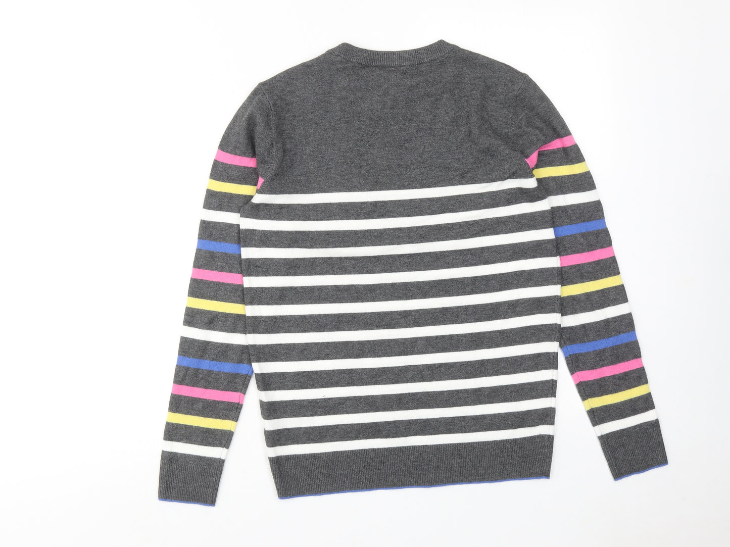 M&Co Womens Multicoloured Round Neck Striped Viscose Pullover Jumper Size 10