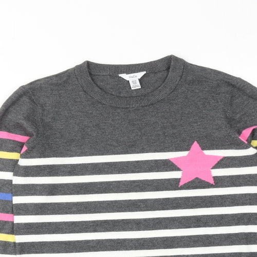 M&Co Womens Multicoloured Round Neck Striped Viscose Pullover Jumper Size 10
