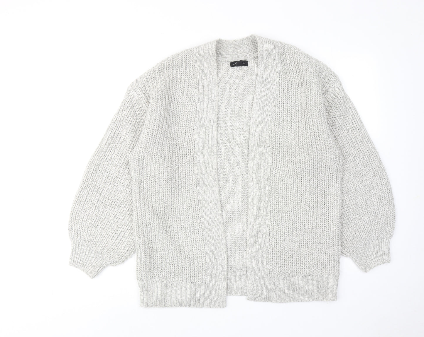 New Look Womens Grey V-Neck Acrylic Cardigan Jumper Size M