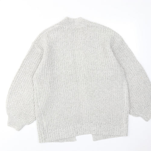 New Look Womens Grey V-Neck Acrylic Cardigan Jumper Size M