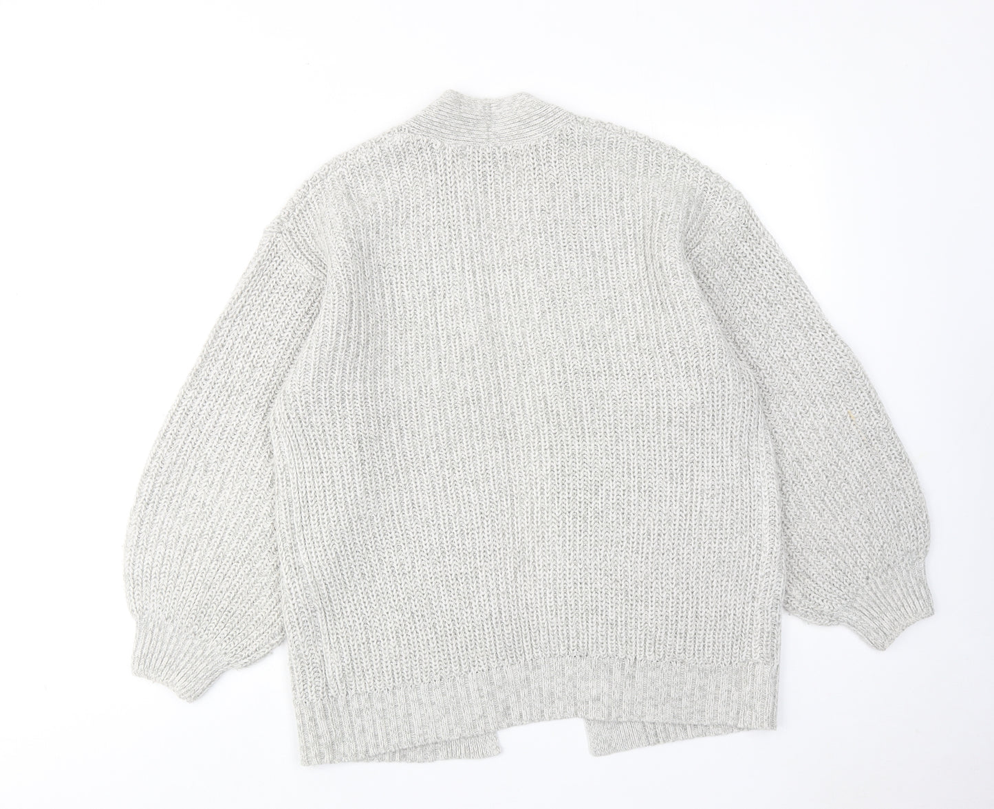 New Look Womens Grey V-Neck Acrylic Cardigan Jumper Size M