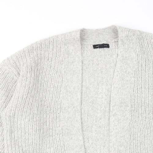 New Look Womens Grey V-Neck Acrylic Cardigan Jumper Size M