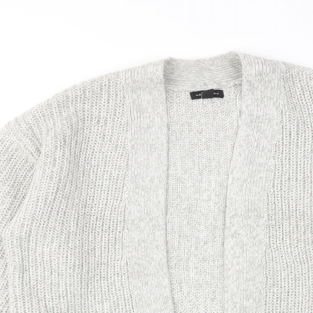 New Look Womens Grey V-Neck Acrylic Cardigan Jumper Size M