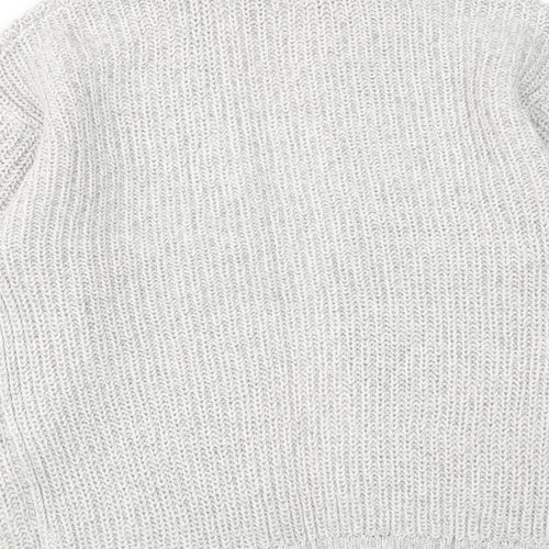 New Look Womens Grey V-Neck Acrylic Cardigan Jumper Size M