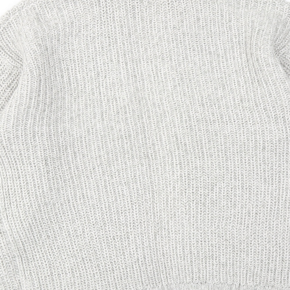 New Look Womens Grey V-Neck Acrylic Cardigan Jumper Size M