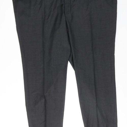 Baruti Mens Grey Wool Dress Pants Trousers Size 52 in Regular Zip