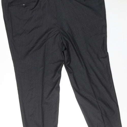 Baruti Mens Grey Wool Dress Pants Trousers Size 52 in Regular Zip
