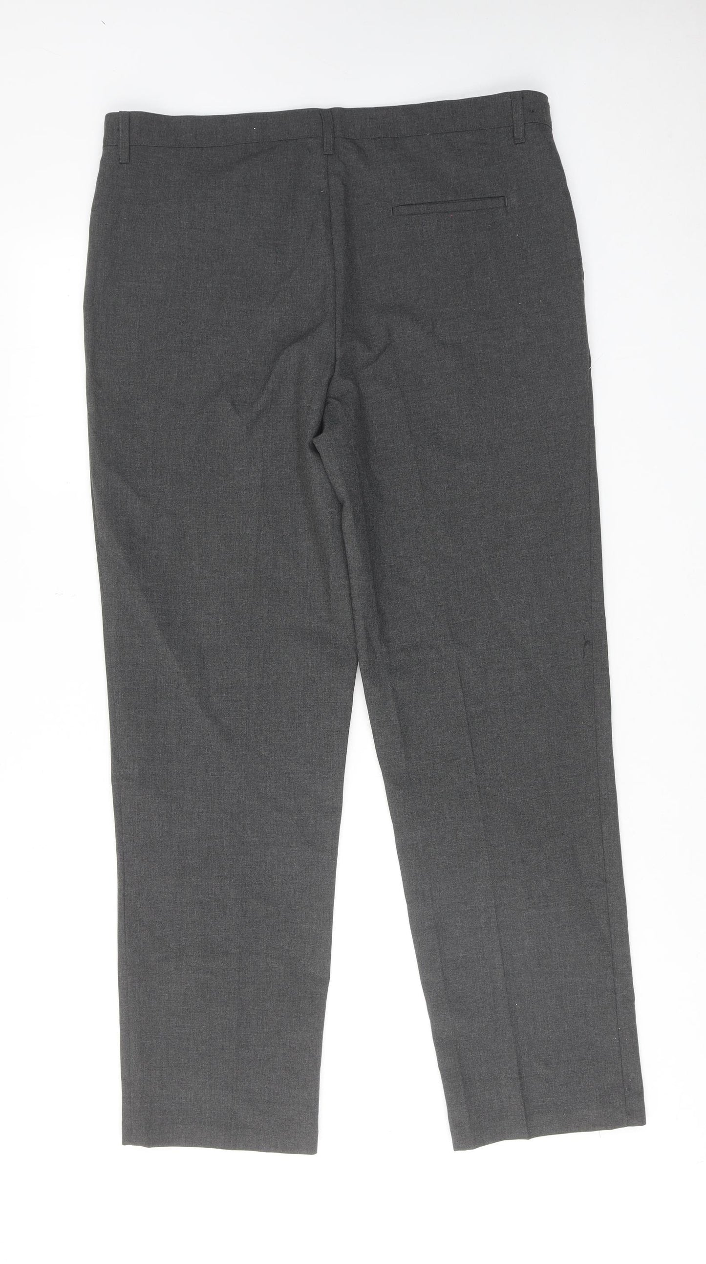 Marks and Spencer Mens Grey Polyester Dress Pants Trousers Size 36 in L30 in Regular Hook & Eye