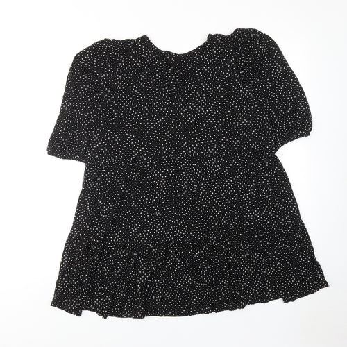 Monki Womens Black Polka Dot Viscose A-Line Size M Round Neck Pullover
