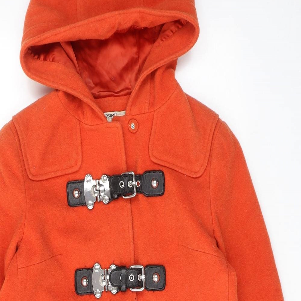 Jesire Womens Orange Overcoat Coat Size 8 Buckle - Duffle Coat