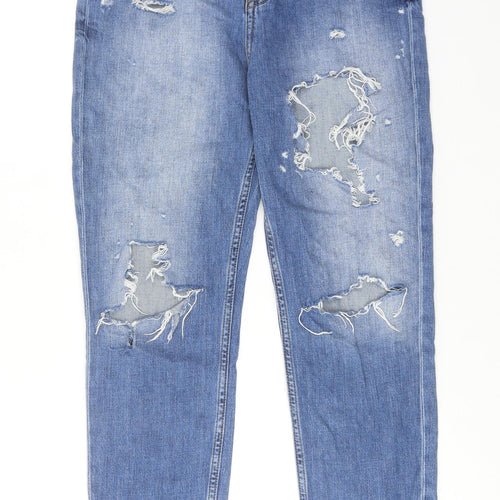 River Island Womens Blue Cotton Tapered Jeans Size 8 Regular Zip
