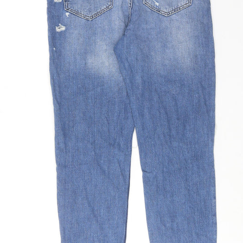 River Island Womens Blue Cotton Tapered Jeans Size 8 Regular Zip