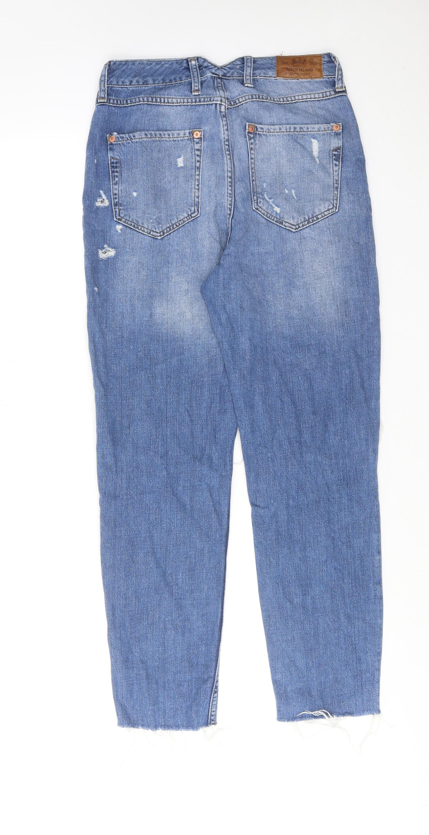 River Island Womens Blue Cotton Tapered Jeans Size 8 Regular Zip