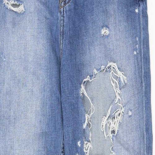 River Island Womens Blue Cotton Tapered Jeans Size 8 Regular Zip
