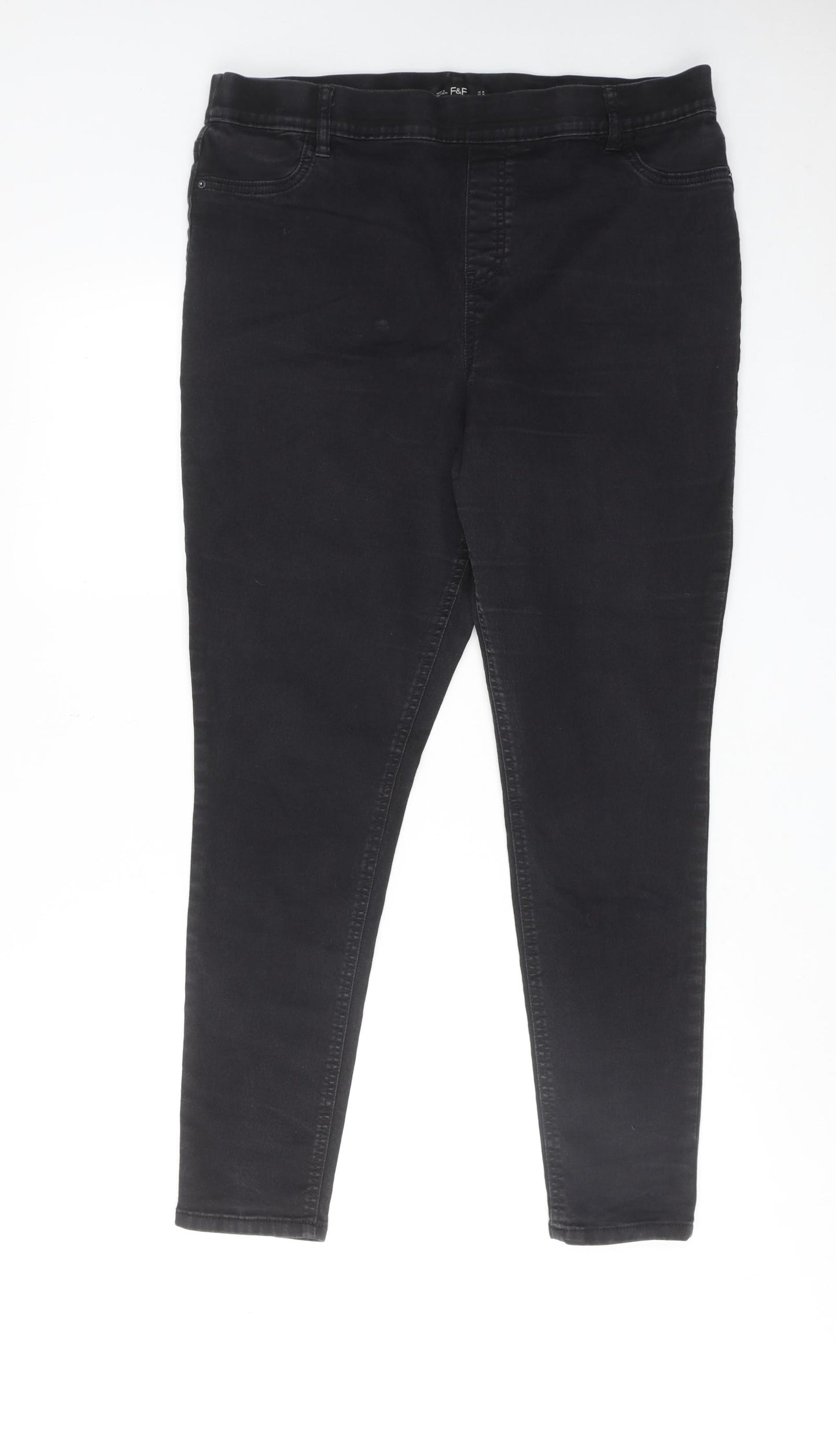 F&F Womens Black Cotton Jegging Jeans Size 18 Regular
