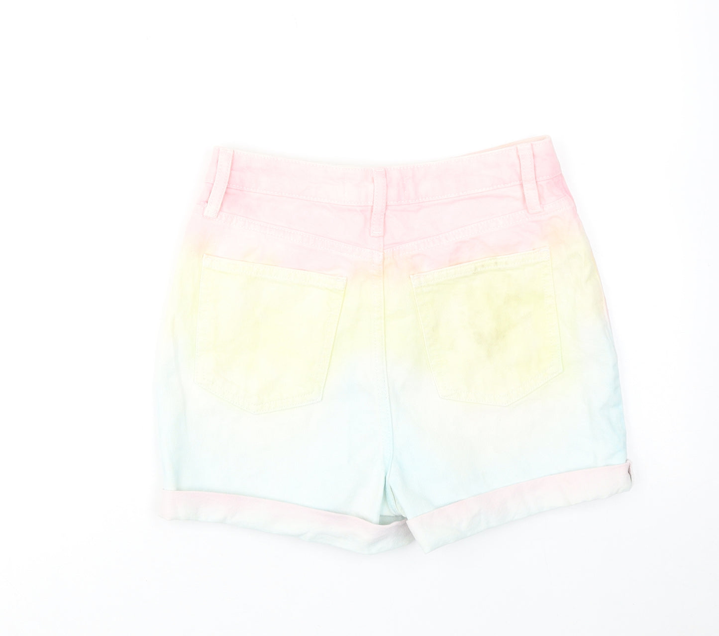 Denim & Co. Womens Multicoloured Geometric Cotton Mom Shorts Size 6 Regular Zip - Tie dye effect