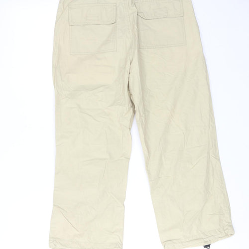 Marwin Womens Beige Cotton Trousers Size S Regular Zip - Drawstring Hem