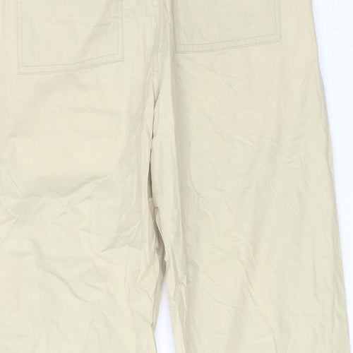 Marwin Womens Beige Cotton Trousers Size S Regular Zip - Drawstring Hem