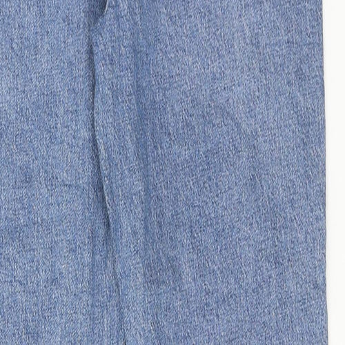 Denim & Co. Womens Blue Cotton Straight Jeans Size 12 Regular Zip - Raw Hem