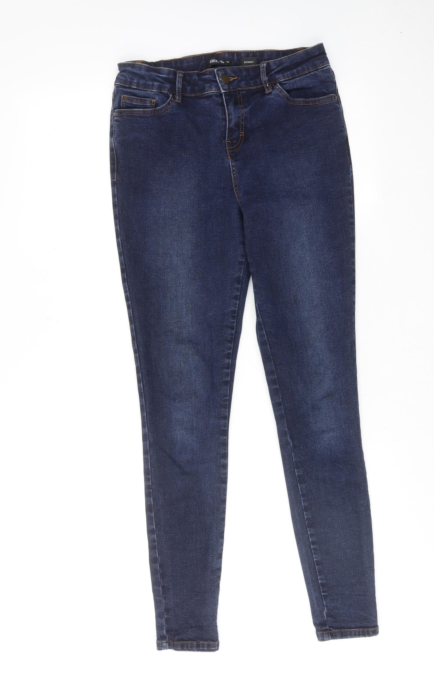 TU Womens Blue Cotton Skinny Jeans Size 10 Regular Zip