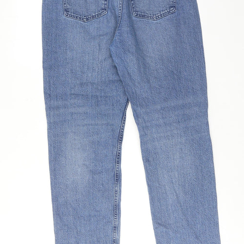 Miss Selfridge Womens Blue Cotton Straight Jeans Size 10 Regular Zip