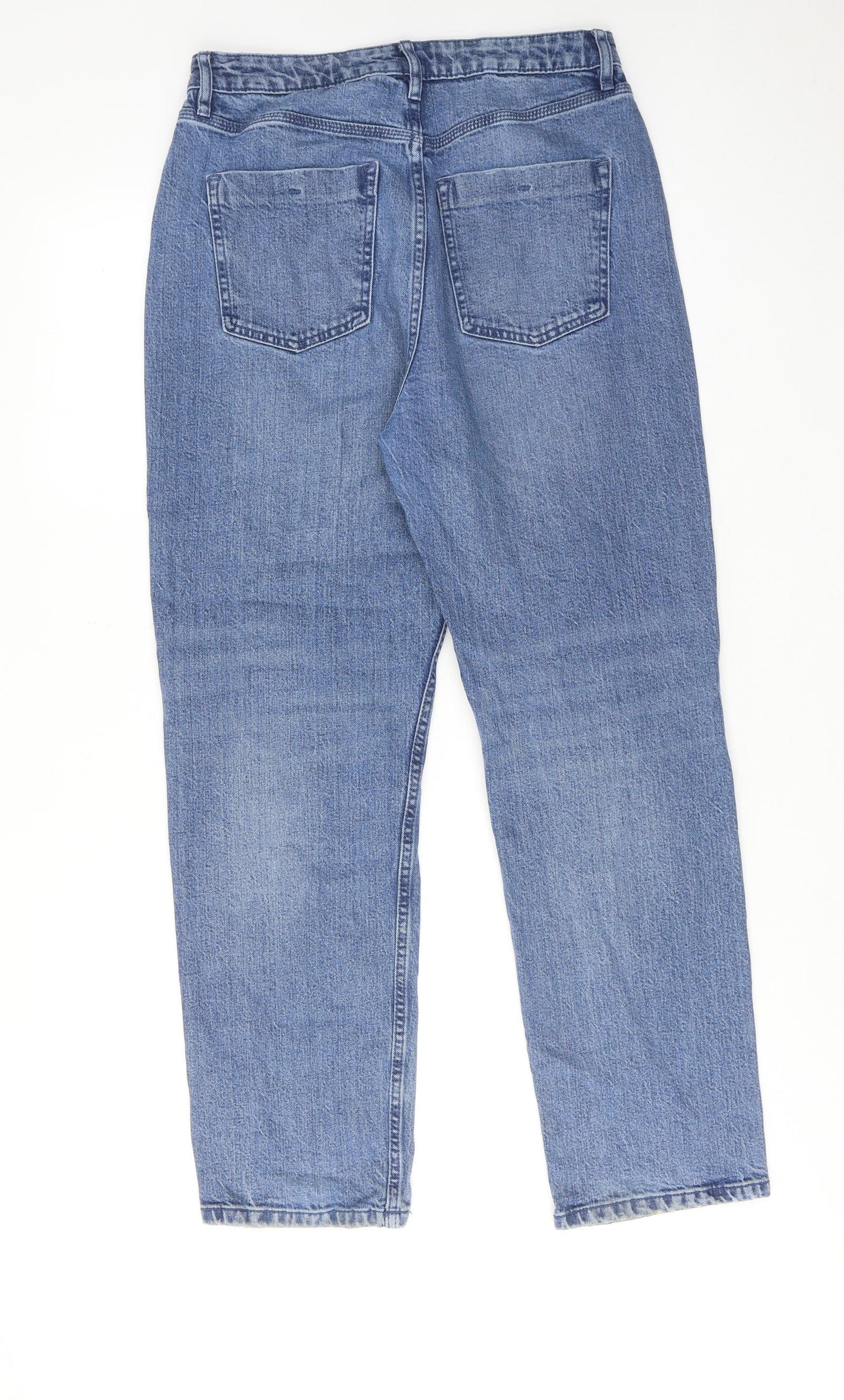 Miss Selfridge Womens Blue Cotton Straight Jeans Size 10 Regular Zip