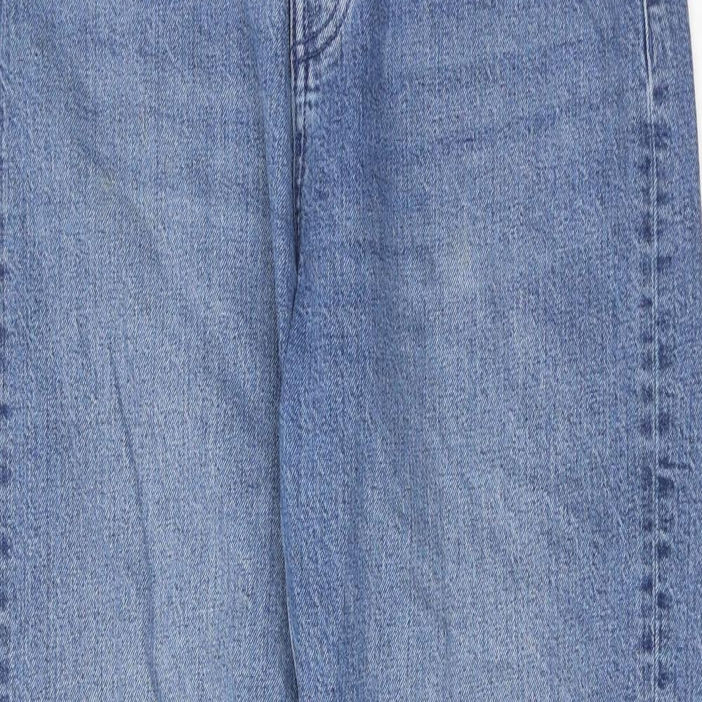 Miss Selfridge Womens Blue Cotton Straight Jeans Size 10 Regular Zip