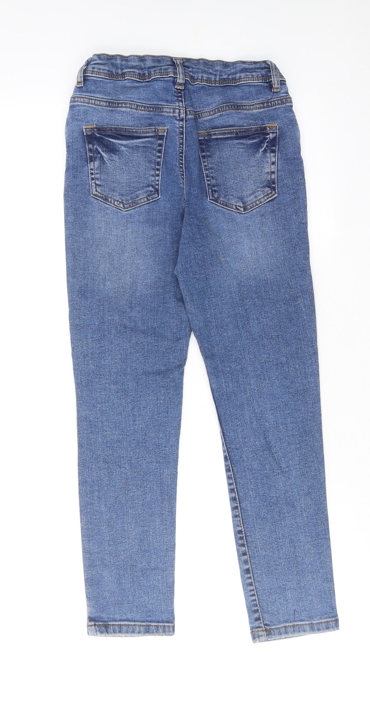 Denim & Co. Girls Blue Cotton Skinny Jeans Size 9-10 Years Regular Zip