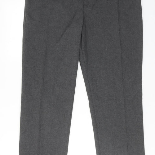 Marks and Spencer Mens Grey Polyester Dress Pants Trousers Size 36 in Regular Zip