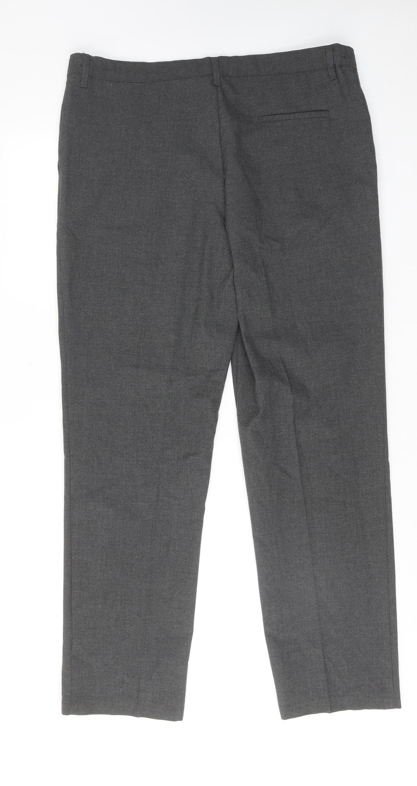 Marks and Spencer Mens Grey Polyester Dress Pants Trousers Size 36 in Regular Zip