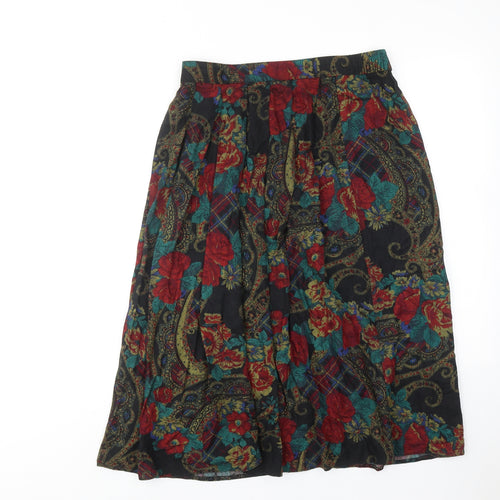Isabelle Design Womens Multicoloured Geometric Viscose A-Line Skirt Size 14