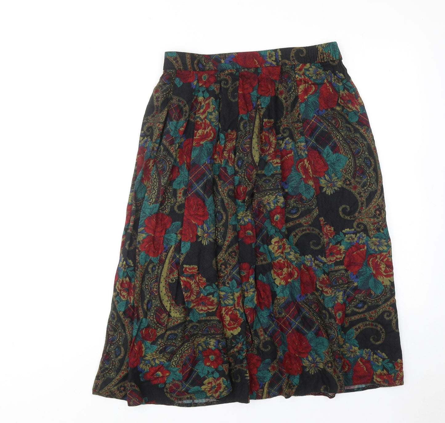 Isabelle Design Womens Multicoloured Geometric Viscose A-Line Skirt Size 14