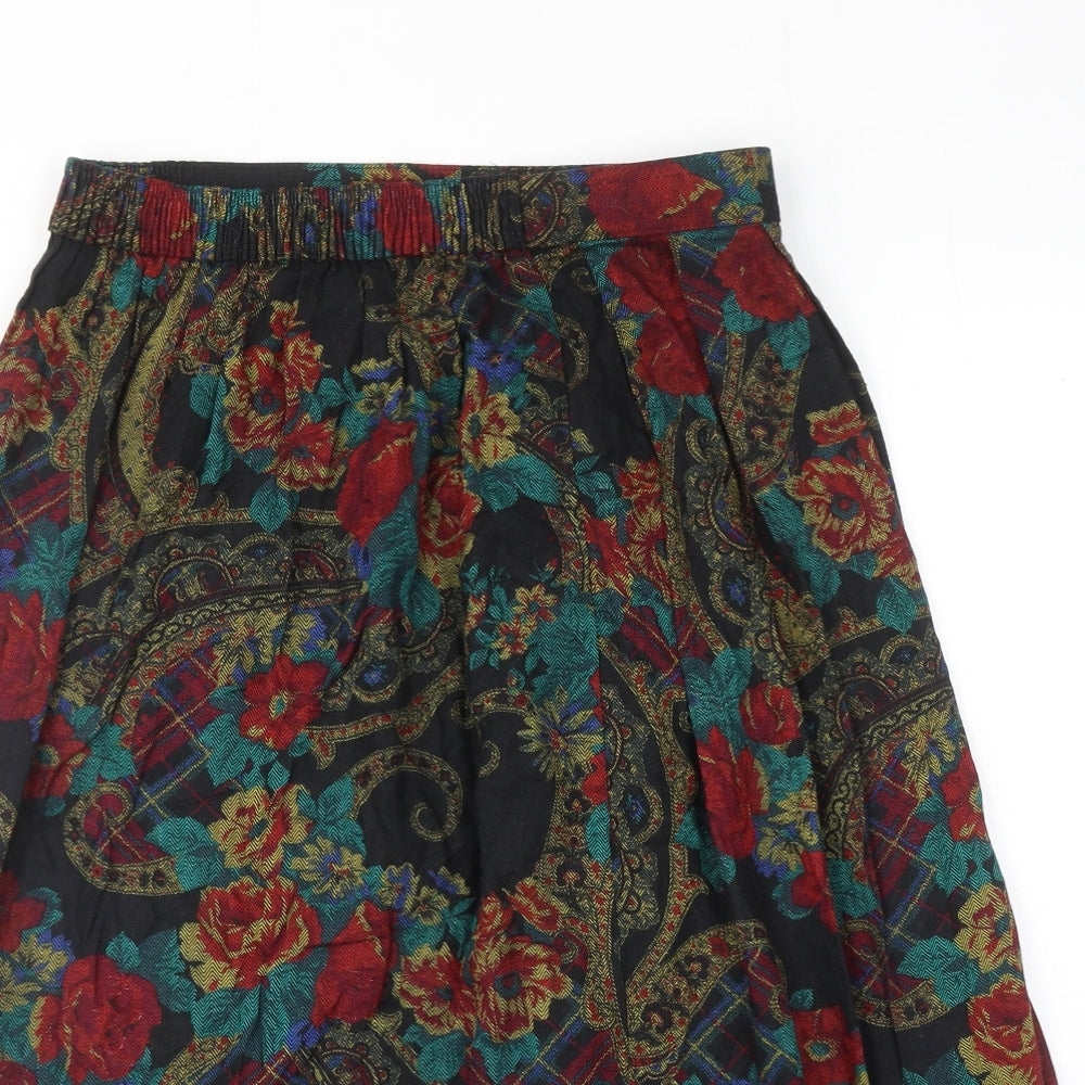 Isabelle Design Womens Multicoloured Geometric Viscose A-Line Skirt Size 14