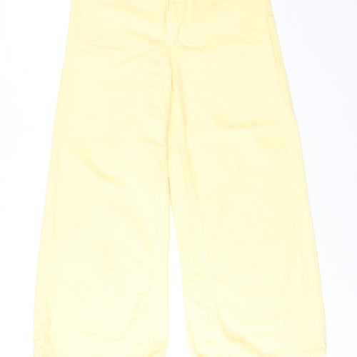 Tpshop Womens Yellow Cotton Wide-Leg Jeans Size 26 in L32 in Regular Zip