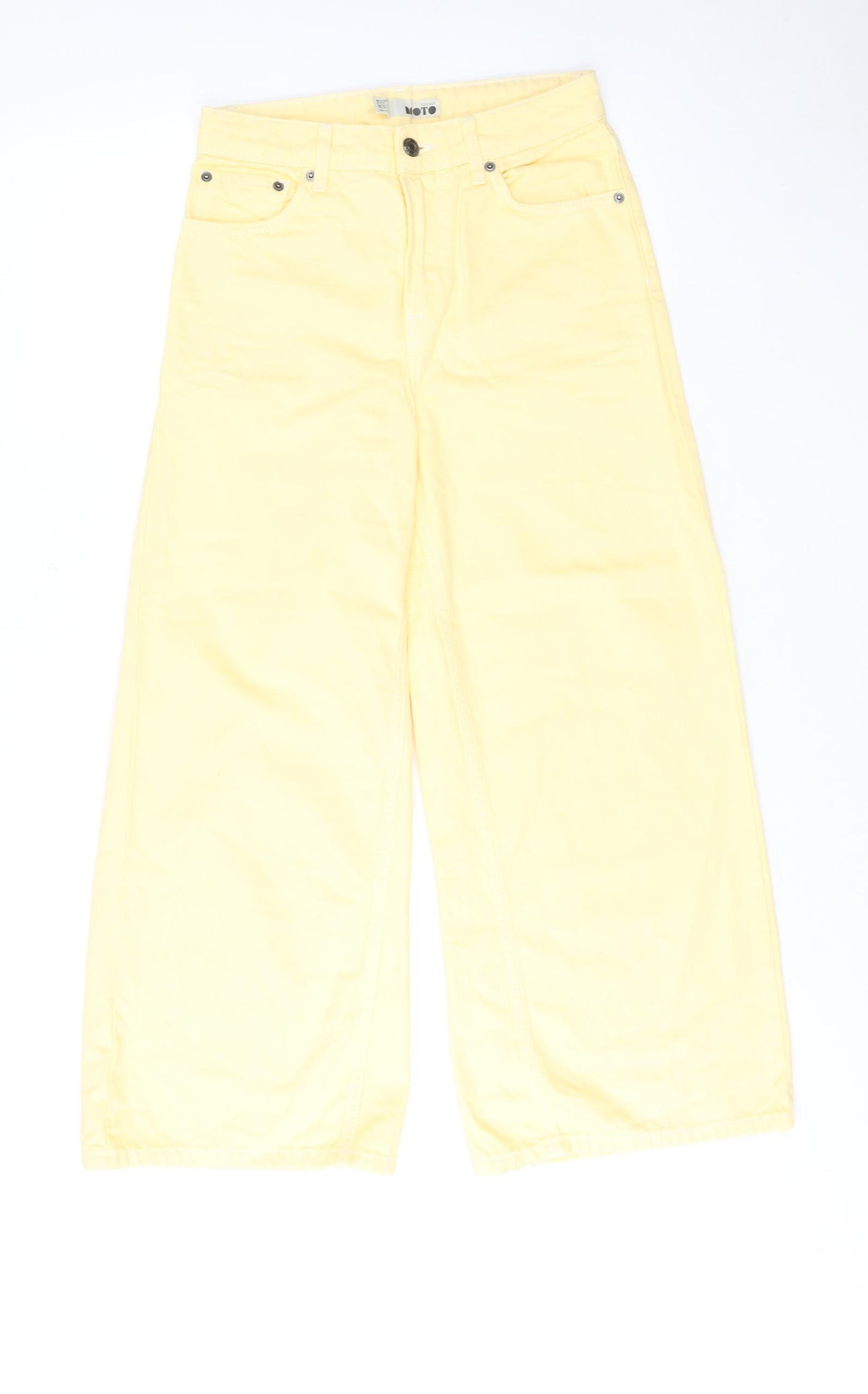 Tpshop Womens Yellow Cotton Wide-Leg Jeans Size 26 in L32 in Regular Zip