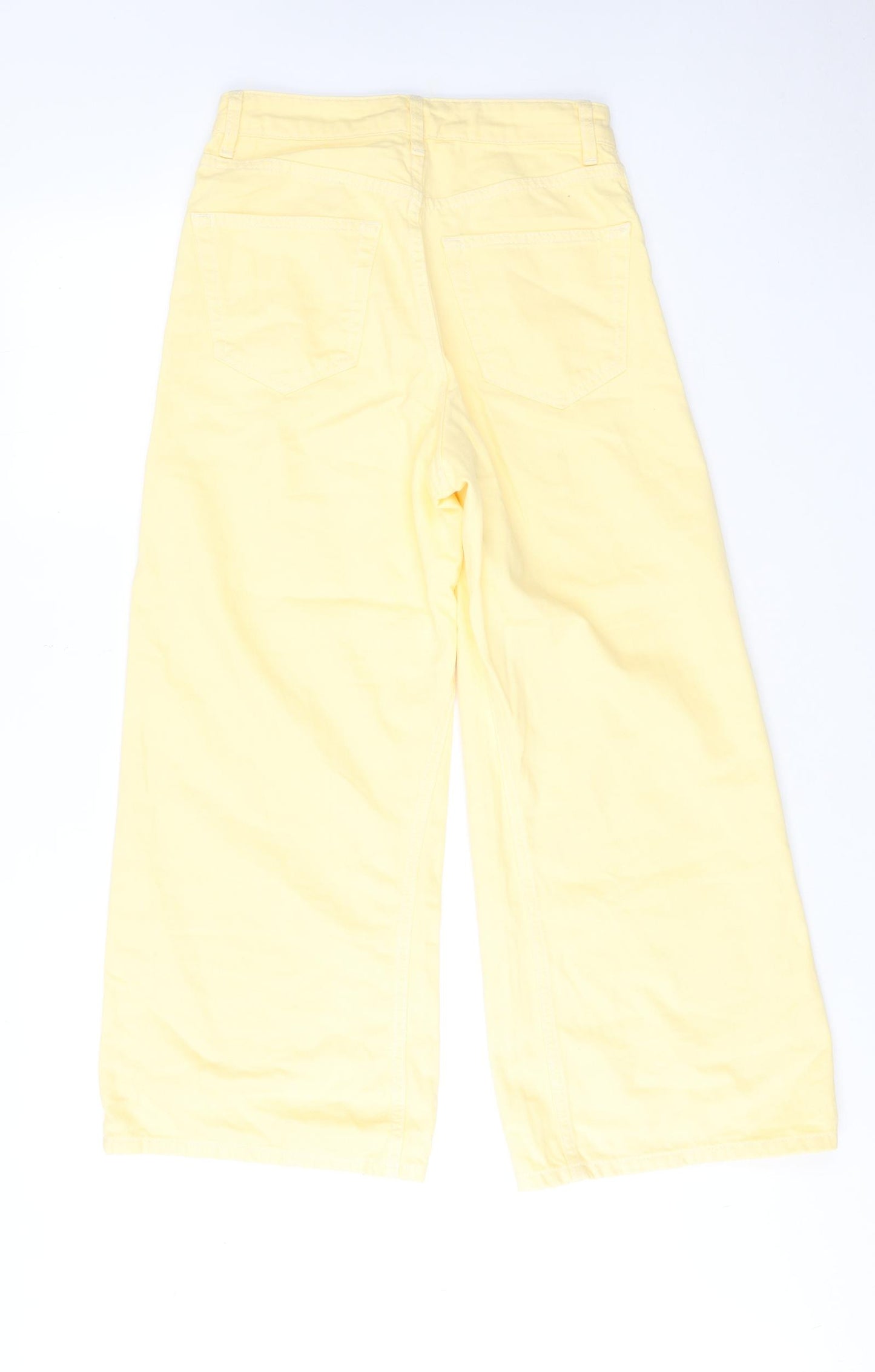 Tpshop Womens Yellow Cotton Wide-Leg Jeans Size 26 in L32 in Regular Zip