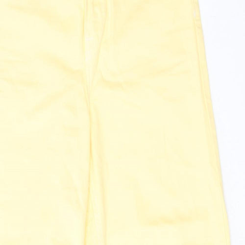 Tpshop Womens Yellow Cotton Wide-Leg Jeans Size 26 in L32 in Regular Zip