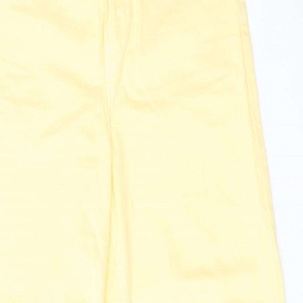 Tpshop Womens Yellow Cotton Wide-Leg Jeans Size 26 in L32 in Regular Zip