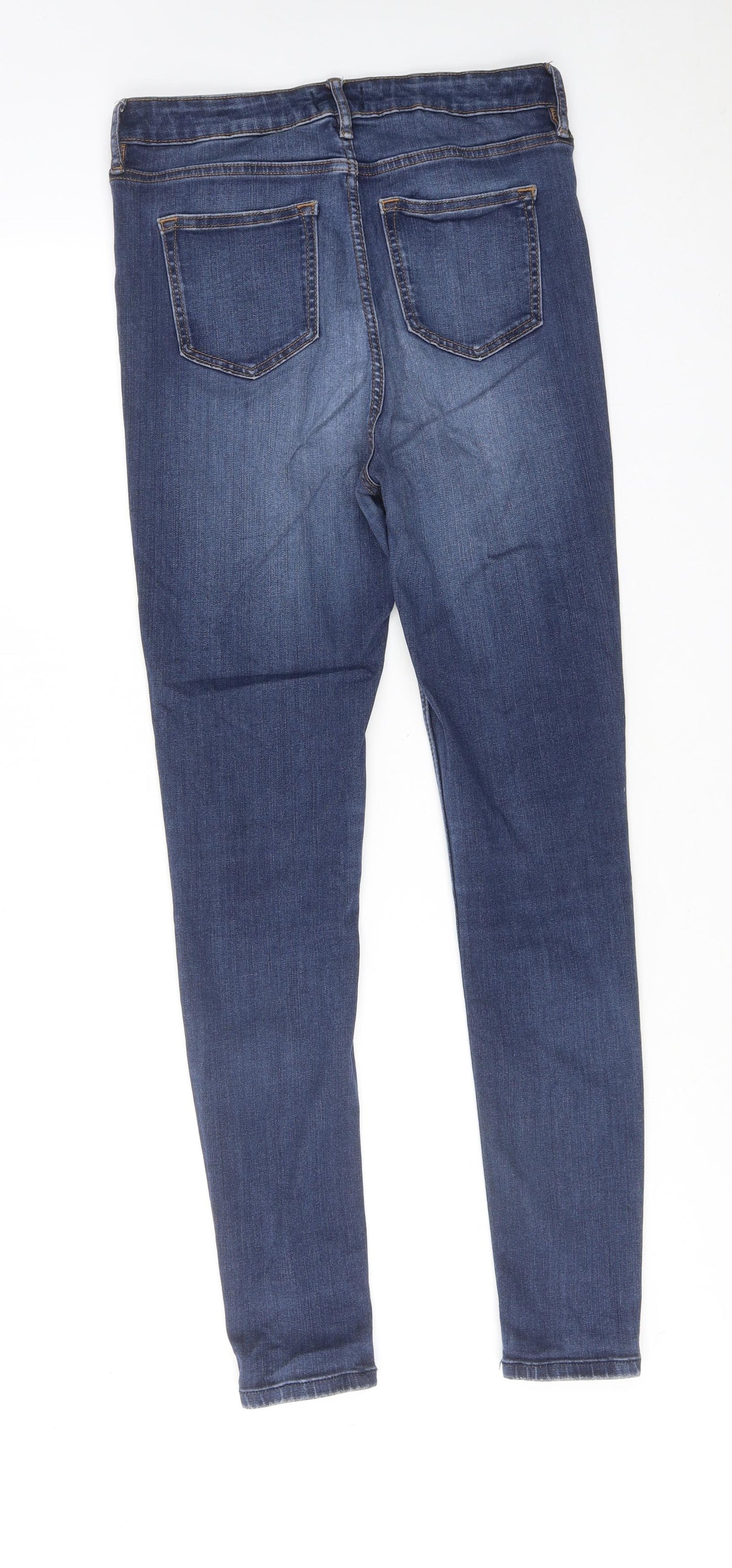 F&F Womens Blue Cotton Skinny Jeans Size 10 Regular Zip